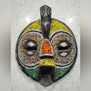 Bakota Mask Ghana Colorfull  Beaded Mask Sculpture